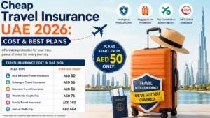 "Cheap travel insurance UAE 2026 starts from AED 29. Compare cost, coverage, Schengen requirements and the best affordable plans — full guide."
